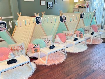 Camp Sweet Dreams Orlando slumber party tent rental theme sleepover teepee Boho teen adult ideas
