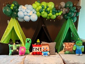 Camp Sweet Dreams Orlando slumber party tent rental themed sleepover teepee Minecraft movie gamer