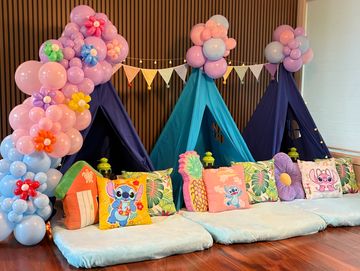 Camp Sweet Dreams Orlando slumber party tent rental themed sleepover teepee Lilo Stitch Angel movie