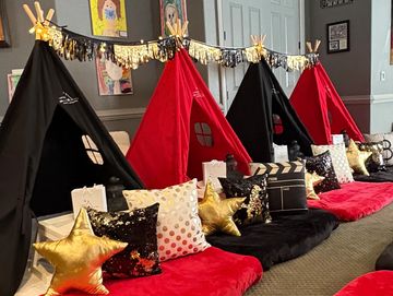 Camp Sweet Dreams Orlando slumber party tent rental themed sleepover teepee Movie Night Broadway