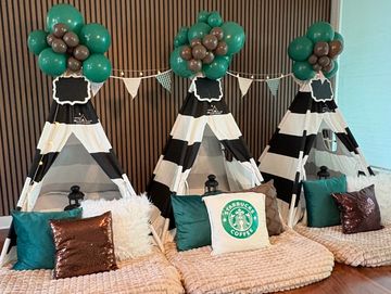 Camp Sweet Dreams Orlando slumber party tent rental themed sleepover teepee Starbucks coffee teens