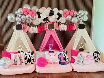 Camp Sweet Dreams Orlando slumber party tent rental themed sleepover teepee cowgirl yeehaw cowboy 