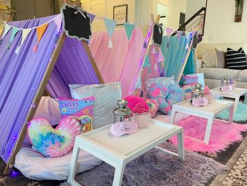 Camp Sweet Dreams Orlando slumber party tent rental themed sleepover teepee BFF best friends forever