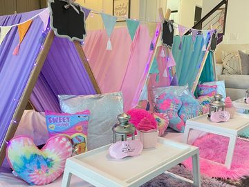 Camp Sweet Dreams Orlando slumber party tent rental themed sleepover teepee BFF best friends forever