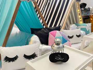 Camp Sweet Dreams Orlando slumber party tent rental themed sleepover teepee Breakfast at Tiffany's