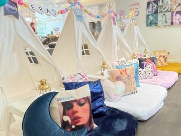 Camp Sweet Dreams Orlando slumber party tent rentals theme sleepover teepee Taylor Swift Swifties