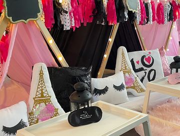 Camp Sweet Dreams Orlando slumber party tent rental themed sleepover teepee Paris 