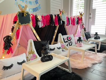 Camp Sweet Dreams Orlando slumber party tent rental themed sleepover teepee Paris 