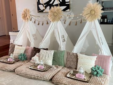 Camp Sweet Dreams Orlando slumber party tent rental themed sleepover teepee chic desert boho adult 