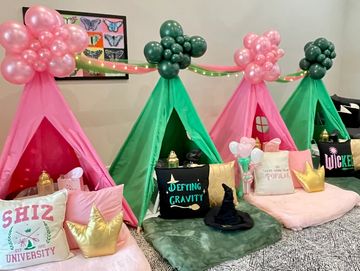 Camp Sweet Dreams Orlando slumber party tent rental themed sleepover teepee party Wicked movie 