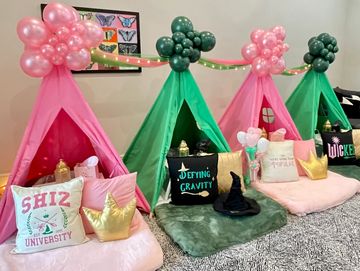 Camp Sweet Dreams Orlando slumber party tent rental themed sleepover teepee party Wicked movie 