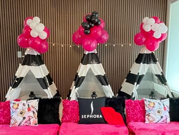 Camp Sweet Dreams Orlando slumber party tent rental themed sleepover teepee Sephora tweens and teens