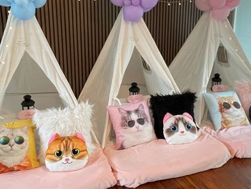 Camp Sweet Dreams Orlando slumber party tent rental themed sleepover teepee kitty cat