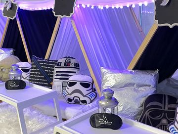 Camp Sweet Dream Orlando slumber party tent rental themed sleepover teepee Star Wars 