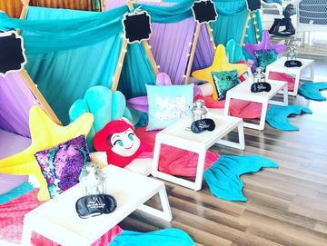 Camp Sweet Dreams Orlando slumber party tent rental themed sleepover teepee Mermaid 