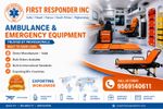 Ambulance and emergency equipment displayed by First Responder Inc.