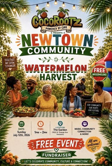 Community watermelon harvest event with music and free watermelons.