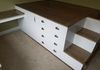 Built-in full size bed platform with drawers and cabinet...
