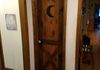 "Indoor outhouse" custom rough pine door, antiqued