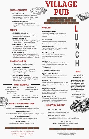 Brunch Menu available every Sunday 10am till 3pm. 