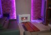 Engineered wide plank, solid wood wall panels with LED lights