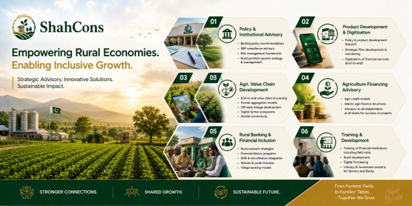 ShahCons empowers rural economies with advisory, product development, agriculture financing, and training.