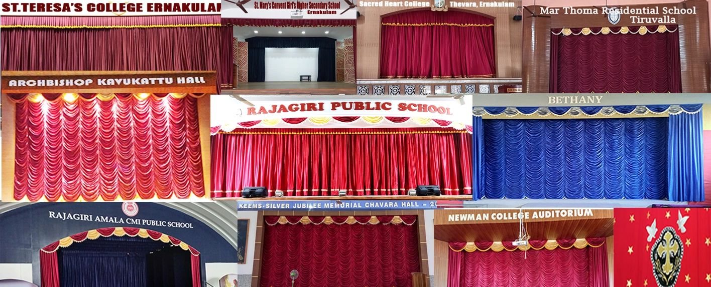 Auditorium curtain and altar curtain all Kerala services. Auditorium