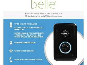 Belle Emergency Alert Help Button, Mobile, Cellular, Emergency Alert