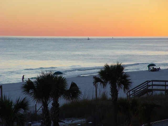 Beautiful beach, gulf waters and sky.