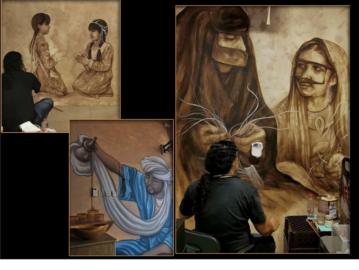 Traditional mural arts and decorative arts using oil paints