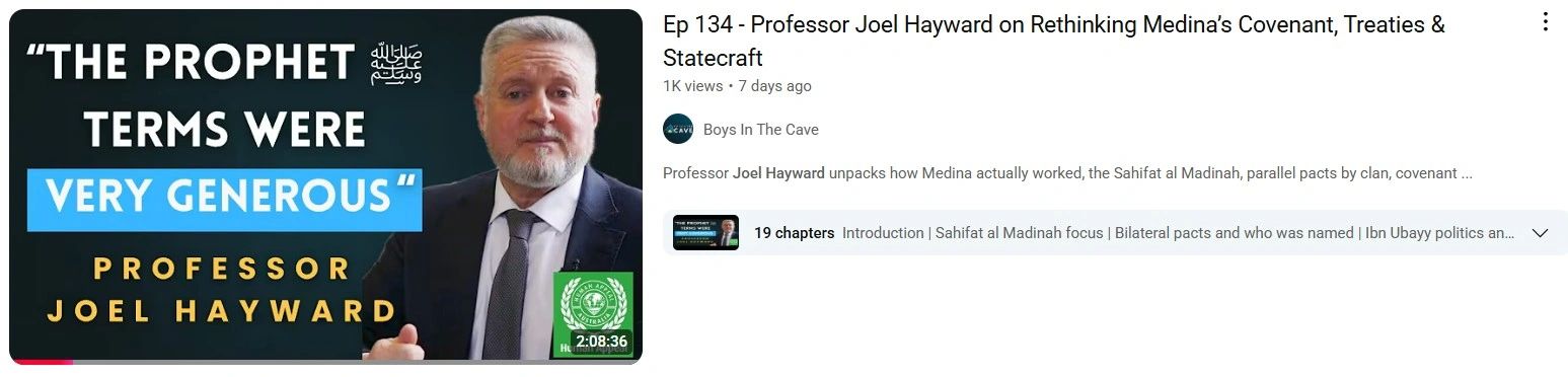 New Podcast with Prof. Joel Hayward on how Medina functioned after the Hijra, October 2025
(Click to