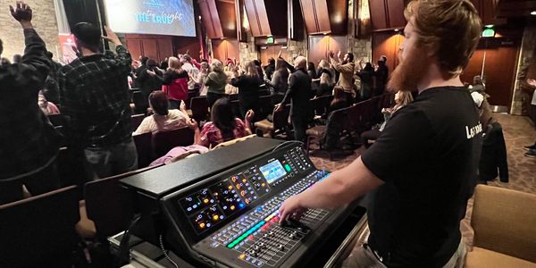 Zachary Cantrell running sound at an event in Greenville, South Carolina
