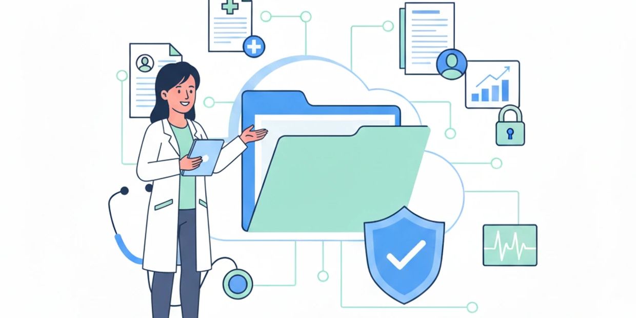 alt="Virtual assistant managing patient records securely for U.S. healthcare providers"