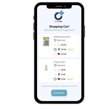 Intellidoc telehealth shopping cart on cell phone and like the goodrx model you get the best prices 