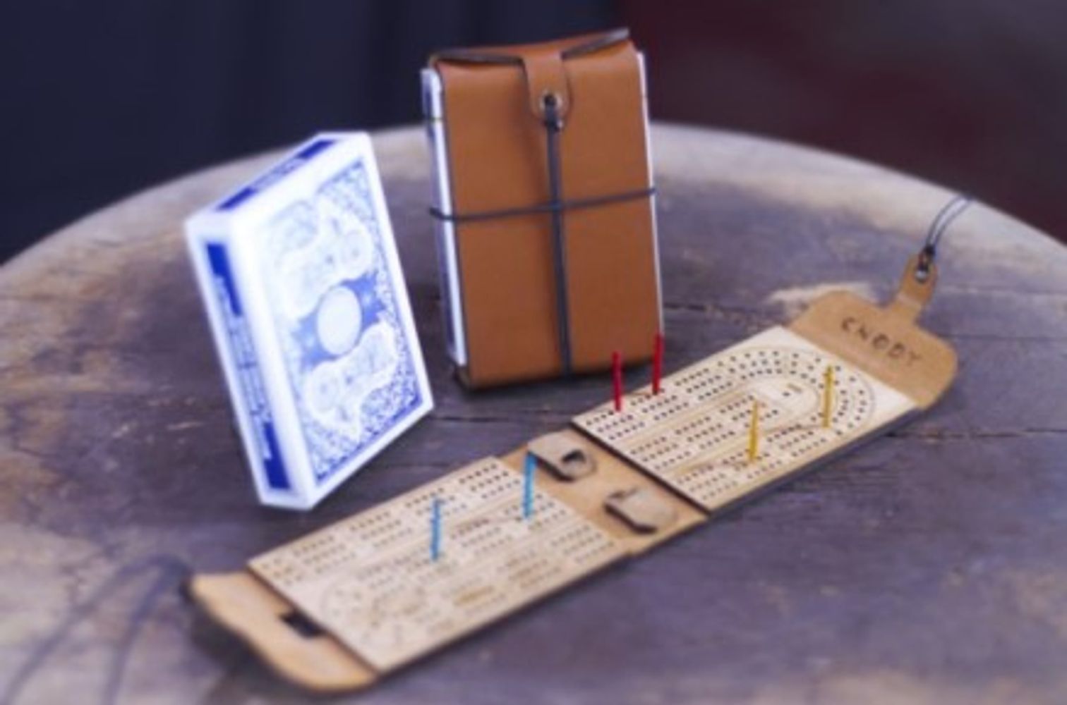 Travel portable leather mini laser cut cribbage boards
