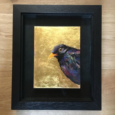 Mixed media panel with Gold Leaf