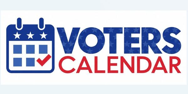 Logo for voters calendar with a calendar and checkmark.