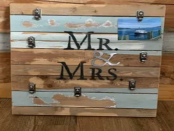 Wooden Mr and Mrs picture holder board