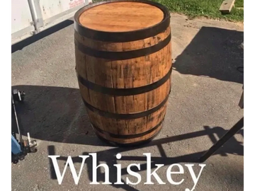 Wooden whiskey barrel