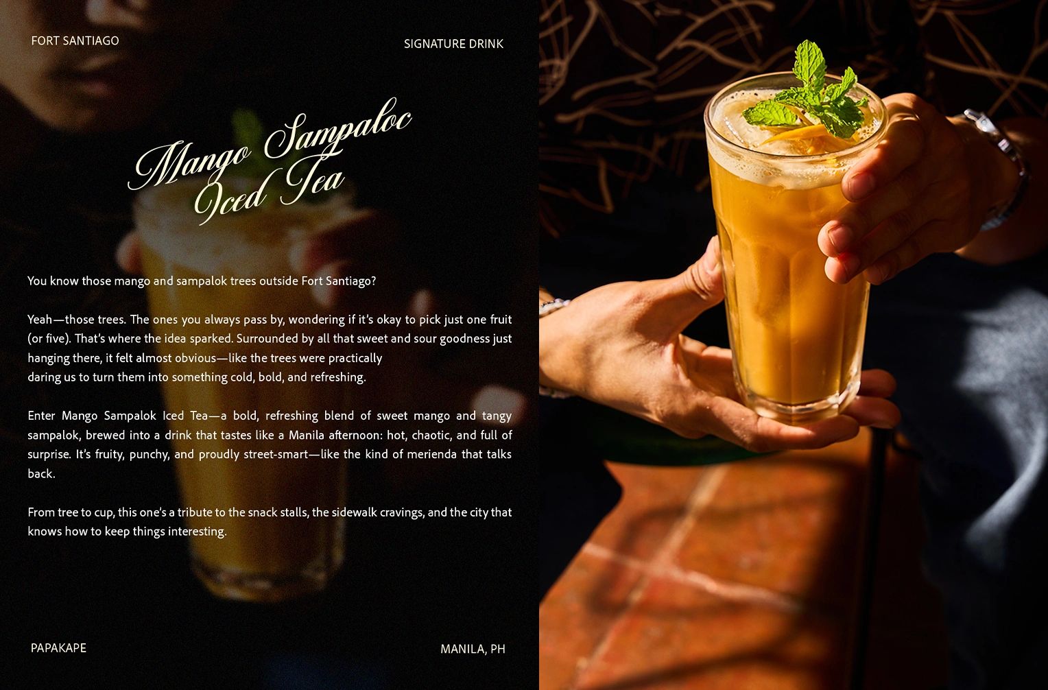 Mango Sampalok Iced Tea, a refreshing blend of mango and tamarind.