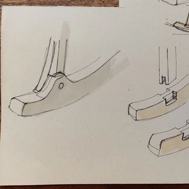 Sketches of a mechanical component.