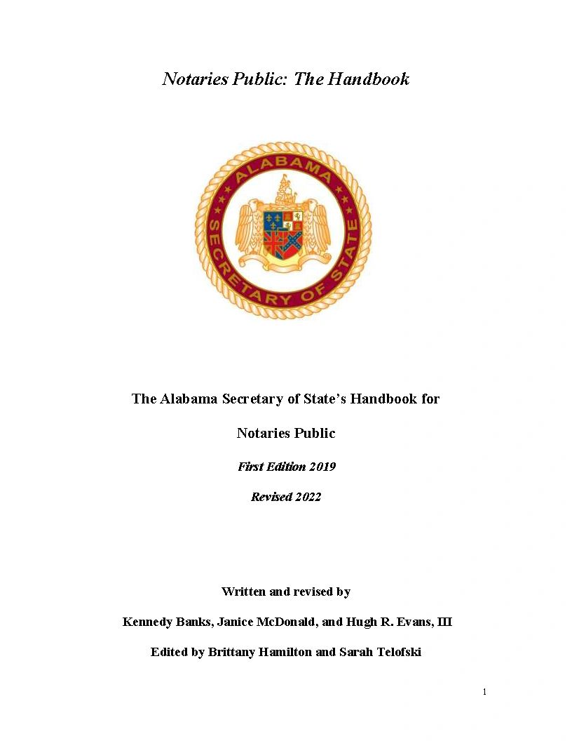 Alabama Secretary of State's Handbook for Notaries Public_2nd Edition