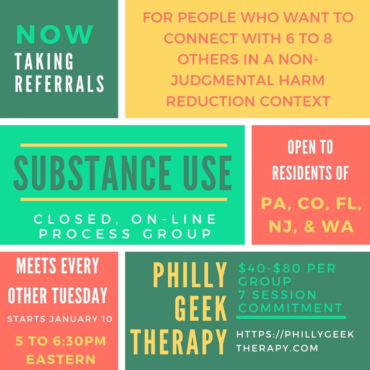 text block flyer for harm reduction process group