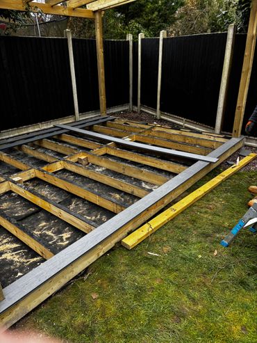 decking joists in, joist tape on, ready for composite boards. 