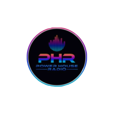 Logo of Power House Radio with neon colors.