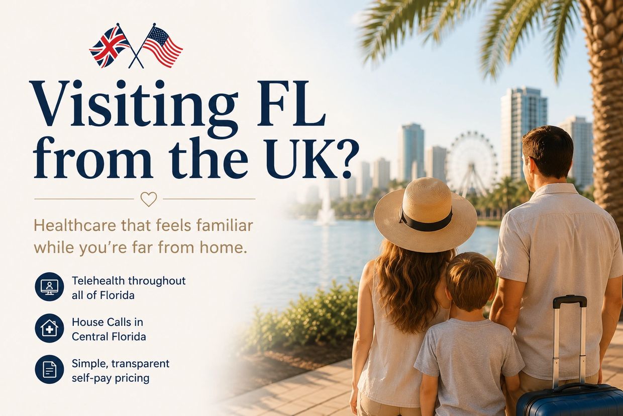Family visiting Florida from the UK with healthcare support options.