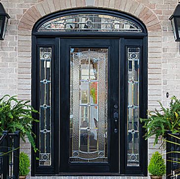 Black Steel Front Door with Decorative Glass Insert | Luma Doors and Windows