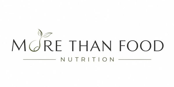 Logo for More Than Food Nutrition with leaf design.