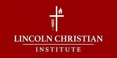 Lincoln Christian Institute logo with cross and flame.