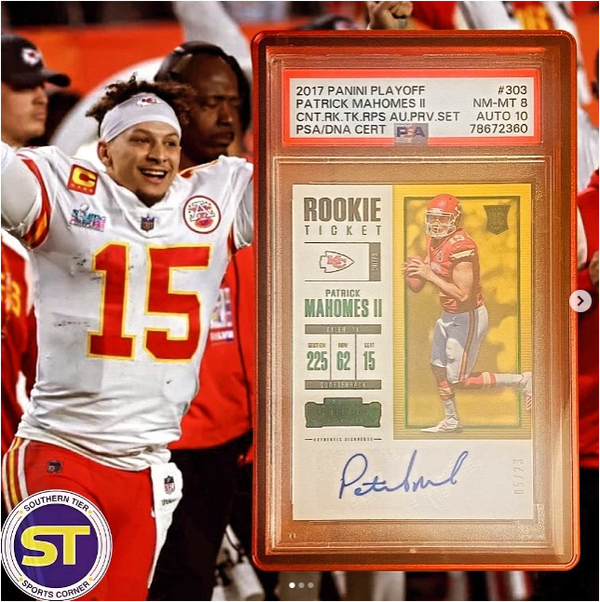 Patrick Mahomes autograph Rookie 2017 Panini Playoff AUTO 10 PSA Graded Football Card sports card